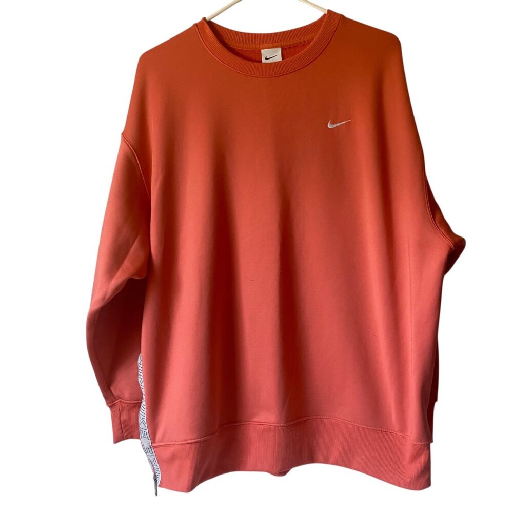Nike Coral Therma-Fit Sweatshirt Training Side Zip Swoosh Logo Women Size L